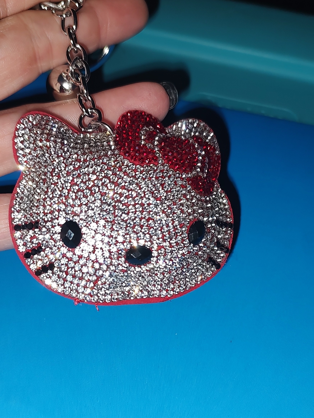 New! Rhinestone Hello Kitty Keychain with Red Bow - Picture 3 of 4
